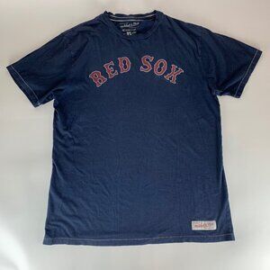 Boston Red Sox MLB Navy Blue Mitchell & Ness Short Sleeve Crewneck Shirt Mens XL